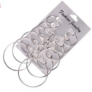 Silver-tone hoop earrings 6 pack